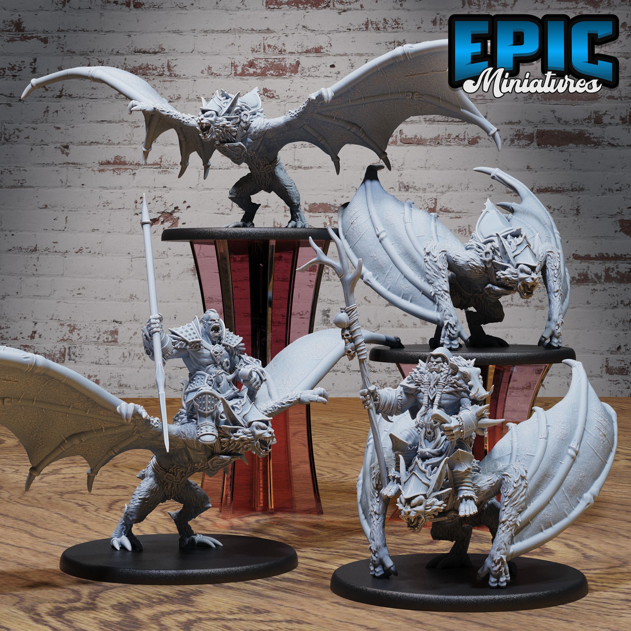 Orc Army Bat Rider Set / Flying Green Skin Lord / Male Humanoid Warrior / Burly Raider Tribe / Vampire Beast Tamer / Winged Forest Fighter / Woodland Encounter
